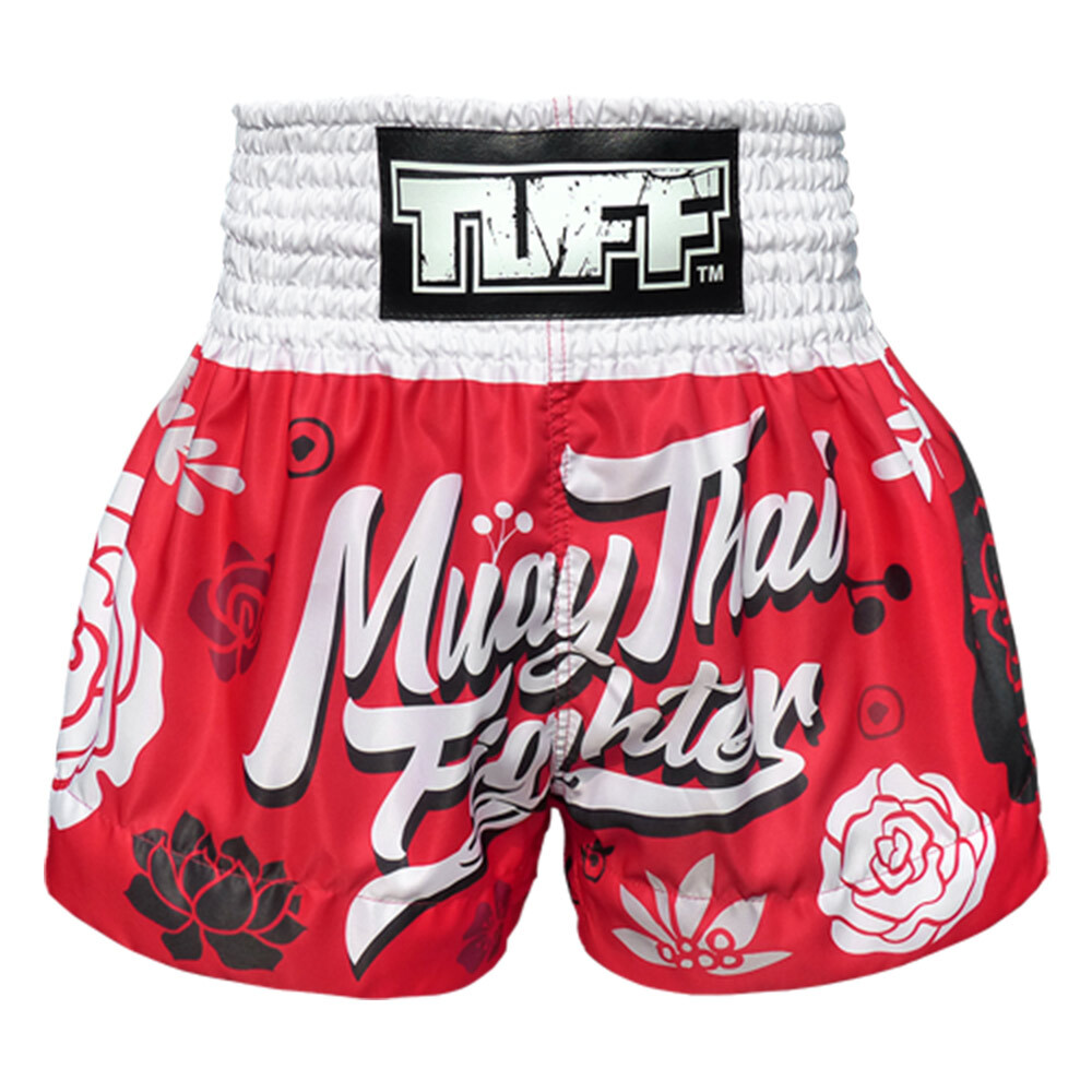 Tattoo Red Roses Print Muay Thai Boxing Shorts